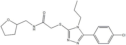 2-{[5-(4-chlorophenyl)-4-propyl-4H-1,2,4-triazol-3-yl]sulfanyl}-N-(tetrahydro-2-furanylmethyl)acetamide Struktur