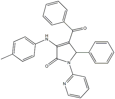 4-benzoyl-5-phenyl-1-(2-pyridinyl)-3-(4-toluidino)-1,5-dihydro-2H-pyrrol-2-one Struktur