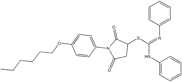 1-[4-(hexyloxy)phenyl]-2,5-dioxo-3-pyrrolidinyl N,N'-diphenylimidothiocarbamate Struktur