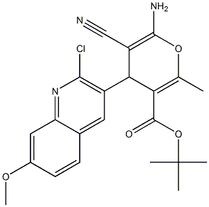 1,1-dimethylethyl 6-amino-4-[2-chloro-7-(methyloxy)quinolin-3-yl]-5-cyano-2-methyl-4H-pyran-3-carboxylate Struktur