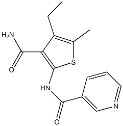 N-[3-(aminocarbonyl)-4-ethyl-5-methyl-2-thienyl]nicotinamide Struktur