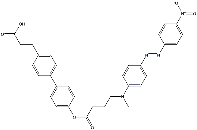 3-[4'-({4-[4-({4-nitrophenyl}diazenyl)(methyl)anilino]butanoyl}oxy)[1,1'-biphenyl]-4-yl]propanoic acid Struktur