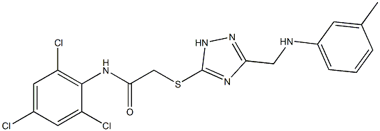 2-{[3-(3-toluidinomethyl)-1H-1,2,4-triazol-5-yl]sulfanyl}-N-(2,4,6-trichlorophenyl)acetamide Struktur