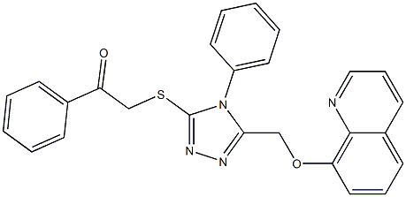 1-phenyl-2-({4-phenyl-5-[(8-quinolinyloxy)methyl]-4H-1,2,4-triazol-3-yl}sulfanyl)ethanone Struktur