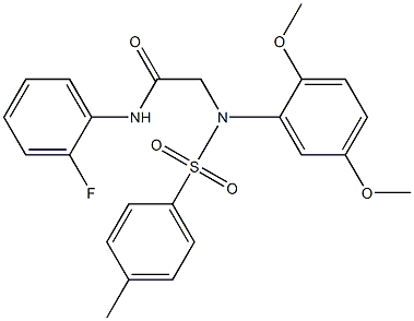 2-{2,5-dimethoxy[(4-methylphenyl)sulfonyl]anilino}-N-(2-fluorophenyl)acetamide Struktur