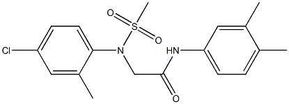 2-[4-chloro-2-methyl(methylsulfonyl)anilino]-N-(3,4-dimethylphenyl)acetamide Struktur