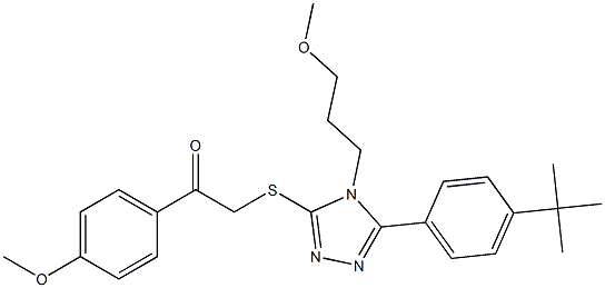 2-{[5-(4-tert-butylphenyl)-4-(3-methoxypropyl)-4H-1,2,4-triazol-3-yl]sulfanyl}-1-(4-methoxyphenyl)ethanone Struktur