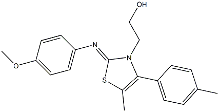 2-(2-[(4-methoxyphenyl)imino]-5-methyl-4-(4-methylphenyl)-1,3-thiazol-3(2H)-yl)ethanol Struktur