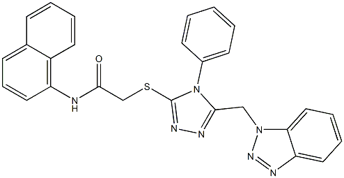 2-{[5-(1H-1,2,3-benzotriazol-1-ylmethyl)-4-phenyl-4H-1,2,4-triazol-3-yl]sulfanyl}-N-(1-naphthyl)acetamide Struktur