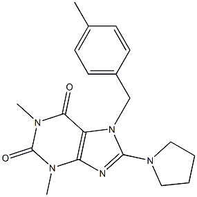 1,3-dimethyl-7-(4-methylbenzyl)-8-pyrrolidin-1-yl-3,7-dihydro-1H-purine-2,6-dione Struktur