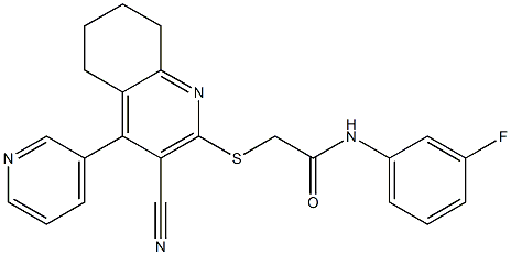 2-{[3-cyano-4-(3-pyridinyl)-5,6,7,8-tetrahydro-2-quinolinyl]sulfanyl}-N-(3-fluorophenyl)acetamide Struktur