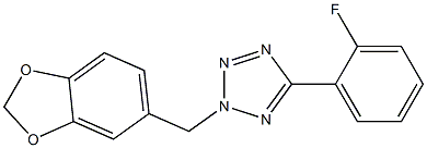 2-(1,3-benzodioxol-5-ylmethyl)-5-(2-fluorophenyl)-2H-tetraazole Struktur