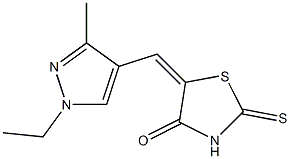 5-[(1-ethyl-3-methyl-1H-pyrazol-4-yl)methylene]-2-thioxo-1,3-thiazolidin-4-one Struktur