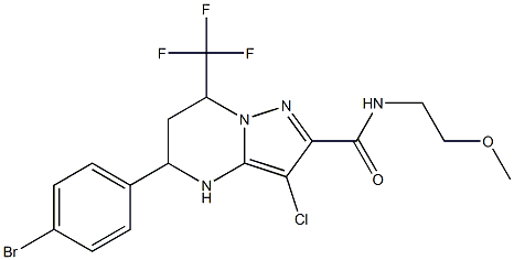 5-(4-bromophenyl)-3-chloro-N-(2-methoxyethyl)-7-(trifluoromethyl)-4,5,6,7-tetrahydropyrazolo[1,5-a]pyrimidine-2-carboxamide Struktur