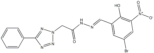 N'-{5-bromo-2-hydroxy-3-nitrobenzylidene}-2-(5-phenyl-2H-tetraazol-2-yl)acetohydrazide Struktur