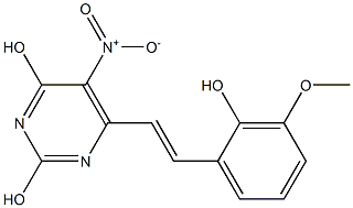 6-[2-(2-hydroxy-3-methoxyphenyl)vinyl]-5-nitro-2,4-pyrimidinediol Struktur