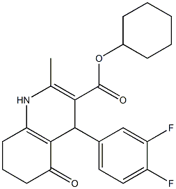 cyclohexyl 4-(3,4-difluorophenyl)-2-methyl-5-oxo-1,4,5,6,7,8-hexahydro-3-quinolinecarboxylate Struktur