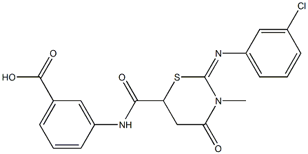 3-[({2-[(3-chlorophenyl)imino]-3-methyl-4-oxo-1,3-thiazinan-6-yl}carbonyl)amino]benzoic acid Struktur