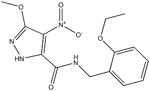 N-(2-ethoxybenzyl)-4-nitro-3-methoxy-1H-pyrazole-5-carboxamide Struktur