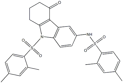 N-{9-[(2,4-dimethylphenyl)sulfonyl]-4-oxo-2,3,4,9-tetrahydro-1H-carbazol-6-yl}-2,4-dimethylbenzenesulfonamide Struktur