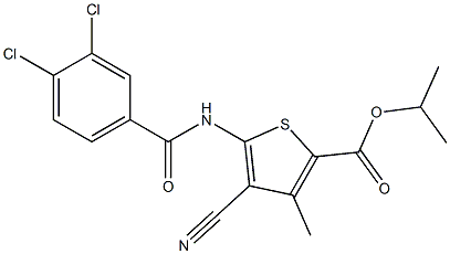 isopropyl 4-cyano-5-[(3,4-dichlorobenzoyl)amino]-3-methyl-2-thiophenecarboxylate Struktur