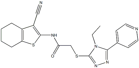 N-(3-cyano-4,5,6,7-tetrahydro-1-benzothien-2-yl)-2-[(4-ethyl-5-pyridin-4-yl-4H-1,2,4-triazol-3-yl)sulfanyl]acetamide Struktur