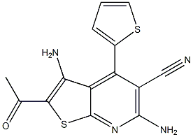 2-acetyl-3,6-diamino-4-(2-thienyl)thieno[2,3-b]pyridine-5-carbonitrile Struktur