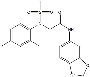 N-(1,3-benzodioxol-5-yl)-2-[2,4-dimethyl(methylsulfonyl)anilino]acetamide Struktur