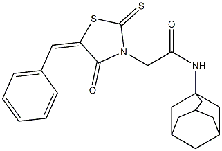 N-(1-adamantyl)-2-(5-benzylidene-4-oxo-2-thioxo-1,3-thiazolidin-3-yl)acetamide Struktur