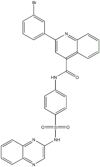 2-(3-bromophenyl)-N-{4-[(2-quinoxalinylamino)sulfonyl]phenyl}-4-quinolinecarboxamide Struktur