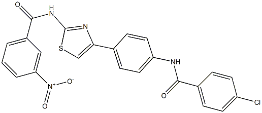 N-(4-{4-[(4-chlorobenzoyl)amino]phenyl}-1,3-thiazol-2-yl)-3-nitrobenzamide Struktur