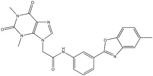 2-(1,3-dimethyl-2,6-dioxo-1,2,3,6-tetrahydro-9H-purin-9-yl)-N-[3-(5-methyl-1,3-benzoxazol-2-yl)phenyl]acetamide Struktur