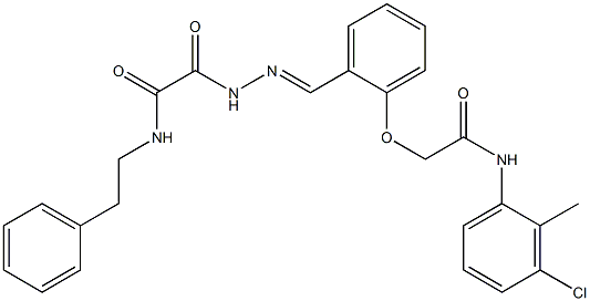 2-(2-{2-[2-(3-chloro-2-methylanilino)-2-oxoethoxy]benzylidene}hydrazino)-2-oxo-N-(2-phenylethyl)acetamide Struktur