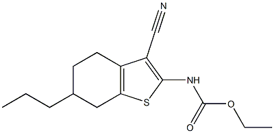 ethyl 3-cyano-6-propyl-4,5,6,7-tetrahydro-1-benzothien-2-ylcarbamate Struktur