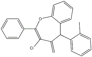 3-chloro-4-methylene-5-(2-methylphenyl)-2-phenyl-4,5-dihydro-1-benzoxepine Struktur