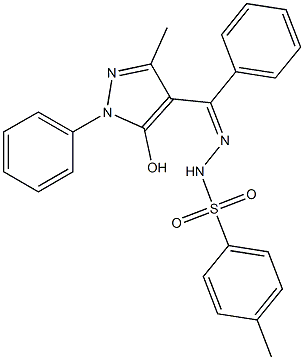 N'-[(5-hydroxy-3-methyl-1-phenyl-1H-pyrazol-4-yl)(phenyl)methylene]-4-methylbenzenesulfonohydrazide Struktur