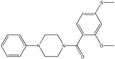 methyl 5-(methylsulfanyl)-2-[(4-phenyl-1-piperazinyl)carbonyl]phenyl ether Struktur