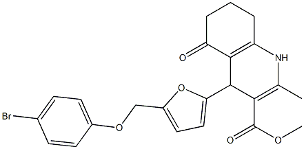 methyl 4-{5-[(4-bromophenoxy)methyl]-2-furyl}-2-methyl-5-oxo-1,4,5,6,7,8-hexahydro-3-quinolinecarboxylate Struktur