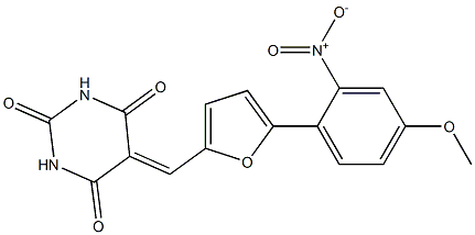 5-[(5-{2-nitro-4-methoxyphenyl}-2-furyl)methylene]-2,4,6(1H,3H,5H)-pyrimidinetrione Struktur