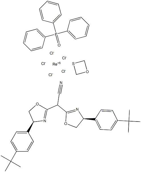 [Bis((4S,4μS)-(4-tert-butylphenyl)-4,5-dihydrooxazol-2-yl)acetonitrile]oxo(dimethylsulfide)(triphenylphosphineoxide)rhenium(V)  chloride Struktur