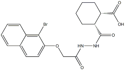 (1S,2R)-2-[(2-{2-[(1-bromo-2-naphthyl)oxy]acetyl}hydrazino)carbonyl]cyclohexanecarboxylic acid Struktur