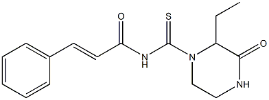 (E)-N-[(2-ethyl-3-oxo-1-piperazinyl)carbothioyl]-3-phenyl-2-propenamide Struktur