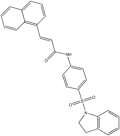 (E)-N-[4-(2,3-dihydro-1H-indol-1-ylsulfonyl)phenyl]-3-(1-naphthyl)-2-propenamide Struktur