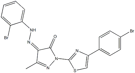 1-[4-(4-bromophenyl)-1,3-thiazol-2-yl]-3-methyl-1H-pyrazole-4,5-dione 4-[N-(2-bromophenyl)hydrazone] Struktur