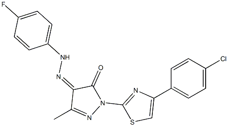 1-[4-(4-chlorophenyl)-1,3-thiazol-2-yl]-3-methyl-1H-pyrazole-4,5-dione 4-[N-(4-fluorophenyl)hydrazone] Struktur