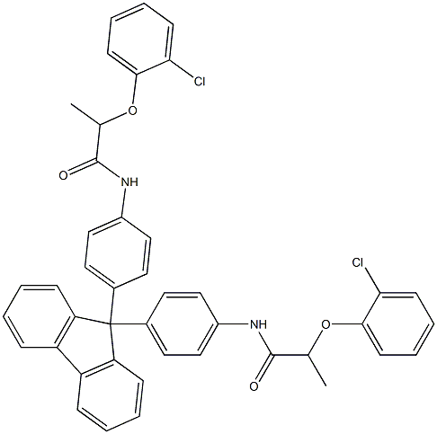 2-(2-chlorophenoxy)-N-{4-[9-(4-{[2-(2-chlorophenoxy)propanoyl]amino}phenyl)-9H-fluoren-9-yl]phenyl}propanamide Struktur