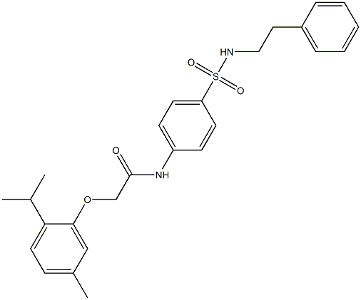 2-(2-isopropyl-5-methylphenoxy)-N-{4-[(phenethylamino)sulfonyl]phenyl}acetamide Struktur