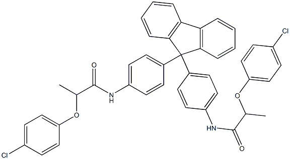 2-(4-chlorophenoxy)-N-{4-[9-(4-{[2-(4-chlorophenoxy)propanoyl]amino}phenyl)-9H-fluoren-9-yl]phenyl}propanamide Struktur