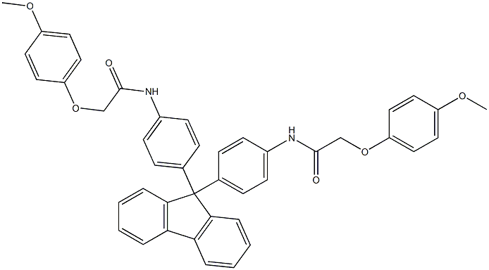 2-(4-methoxyphenoxy)-N-{4-[9-(4-{[2-(4-methoxyphenoxy)acetyl]amino}phenyl)-9H-fluoren-9-yl]phenyl}acetamide Struktur