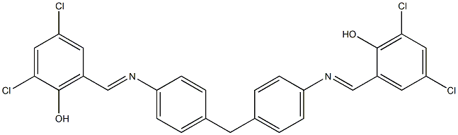 2,4-dichloro-6-({[4-(4-{[(E)-(3,5-dichloro-2-hydroxyphenyl)methylidene]amino}benzyl)phenyl]imino}methyl)phenol Struktur